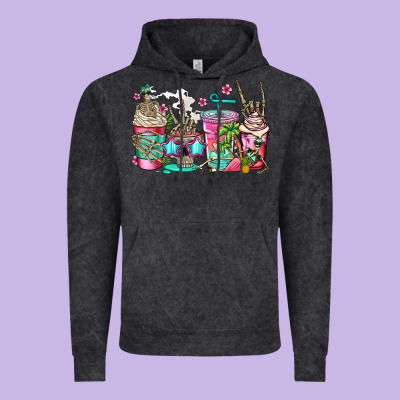 Skeleton Summer Coffee Cups Vintage Hoodie Designed By Jasminsmagicworld