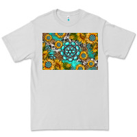 Dove Grey western turquoise and sunflowers skinny metal can holder Premium Tee - HRA Design Shop