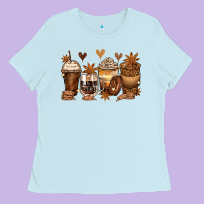 Melanin Afro Coffee Cups Ladies Tee Designed By Zillion Design Studio
