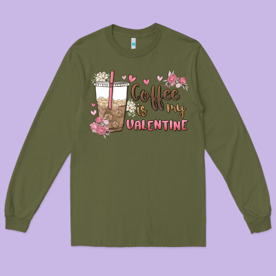 Coffee Is My Valentine Long Sleeve Tee Designed By Maliassmallbusiness