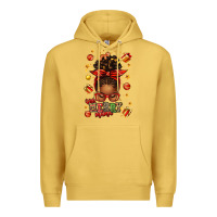 Antique Gold one merry mama christmas afro messy bun Premium Hoodie - texasbilliewilder