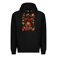 Black one merry mama christmas afro messy bun Premium Hoodie - texasbilliewilder