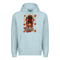 Blue Mist one merry mama christmas afro messy bun Premium Hoodie - texasbilliewilder