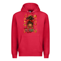 Cardinal one merry mama christmas afro messy bun Premium Hoodie - texasbilliewilder