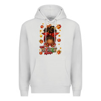 Dove Grey one merry mama christmas afro messy bun Premium Hoodie - texasbilliewilder