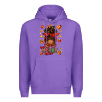 Purple one merry mama christmas afro messy bun Premium Hoodie - texasbilliewilder