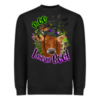 Black Moo i mean boo Cow Heavyweight Sweatshirt - NancyCooperArtShop
