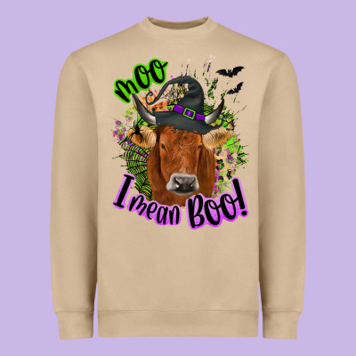 Moo I Mean Boo Cow Heavyweight Sweatshirt Designed By Nancycooperartshop