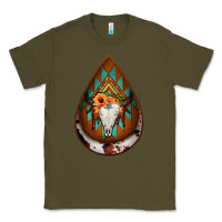 Army Green aztec bullskull teardrop earrings Classic Tee - Jasminsmagicworld