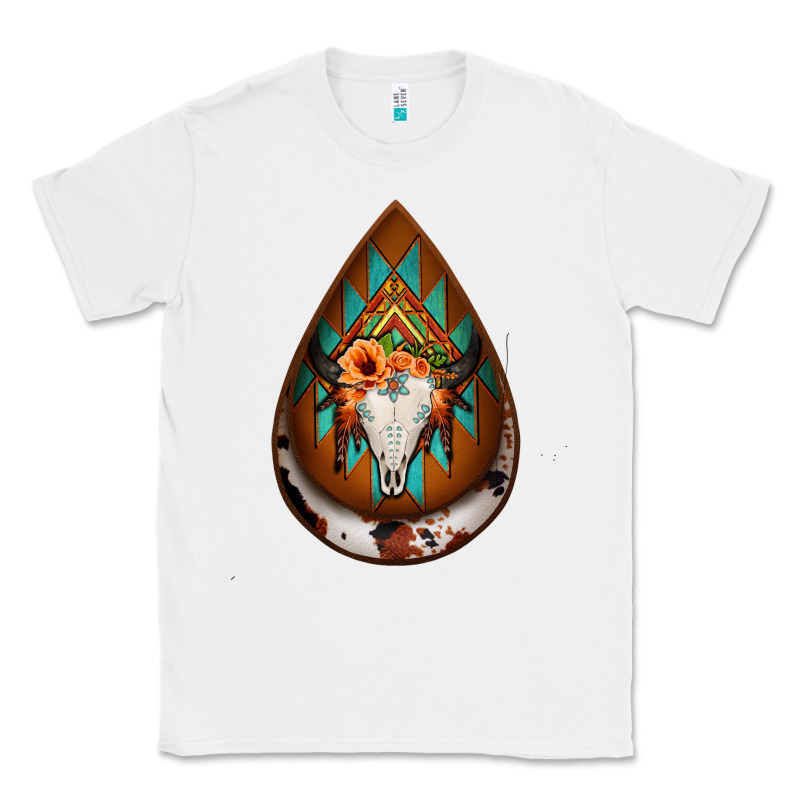 Aztec Bullskull Teardrop Earrings Classic Tee by Jasminsmagicworld | Teevron
