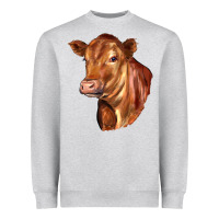 Heather Grey red angus cattle cow Heavyweight Sweatshirt - LillyAllenDesigns