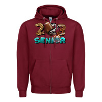 Burgundy American Football Senior 2023 Zipper Hoodie - BundleAndBundleShop