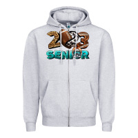Heather Grey American Football Senior 2023 Zipper Hoodie - BundleAndBundleShop