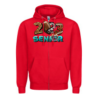 Red American Football Senior 2023 Zipper Hoodie - BundleAndBundleShop