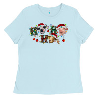 Baby Blue hohoho farm animals Ladies Tee - RanaPortraitStore