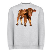 Heather Grey red angus calf Heavyweight Sweatshirt - LillyAllenDesigns