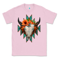 Bubblegum Pink Aztec Turquoise Bull Skull Classic Tee - Jasminsmagicworld