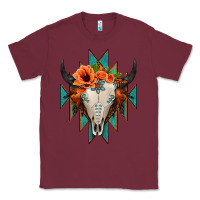 Burgundy Aztec Turquoise Bull Skull Classic Tee - Jasminsmagicworld