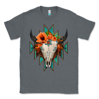 Charcoal Heather Aztec Turquoise Bull Skull Classic Tee - Jasminsmagicworld