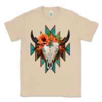 Mushroom Aztec Turquoise Bull Skull Classic Tee - Jasminsmagicworld