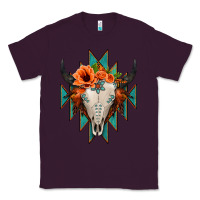 Plum Aztec Turquoise Bull Skull Classic Tee - Jasminsmagicworld