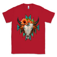 Red Aztec Turquoise Bull Skull Classic Tee - Jasminsmagicworld