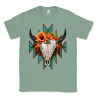 Sage Aztec Turquoise Bull Skull Classic Tee - Jasminsmagicworld