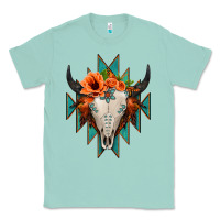 Seafoam Aztec Turquoise Bull Skull Classic Tee - Jasminsmagicworld