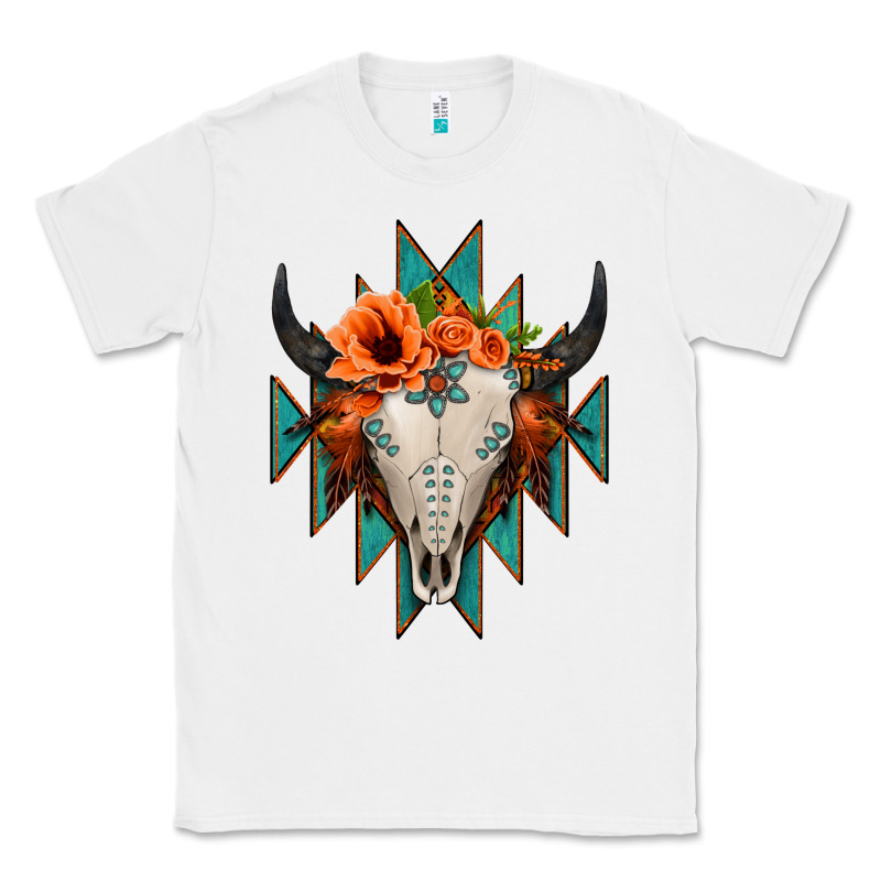 Aztec Turquoise Bull Skull Classic Tee by Jasminsmagicworld | Teevron