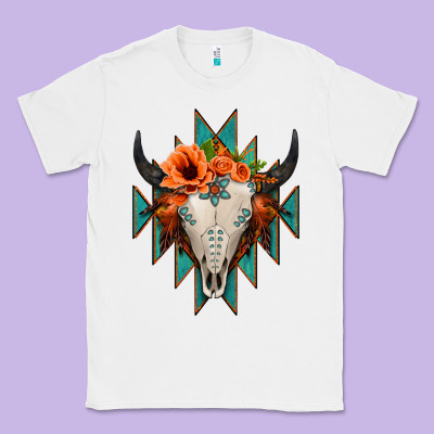 Aztec Turquoise Bull Skull Classic Tee Designed By Jasminsmagicworld