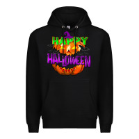 Black Happy Halloween Premium Hoodie - NancyCooperArtShop