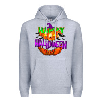 Heather Grey Happy Halloween Premium Hoodie - NancyCooperArtShop