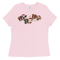 Bubblegum Pink hohoho christmas cows Ladies Tee - RanaPortraitStore