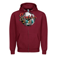 Burgundy soccer senior 2023 Zipper Hoodie - BundleAndBundleShop