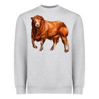 Heather Grey red angus bull Heavyweight Sweatshirt - LillyAllenDesigns