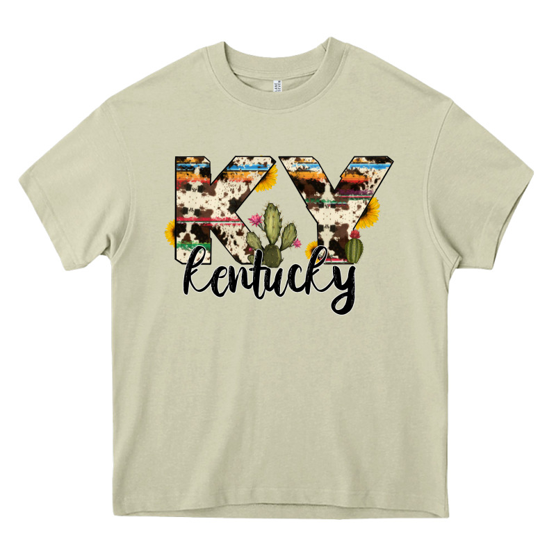 Kentucky State Cowhide Serape Cactus Heavy Core Tee by RanaPortraitStore | Teevron