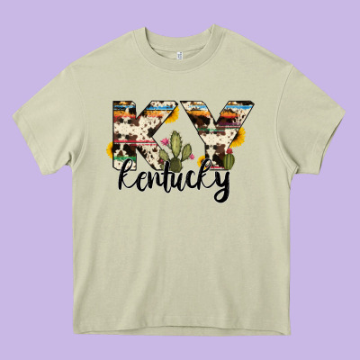 Kentucky State Cowhide Serape Cactus Heavy Core Tee Designed By Ranaportraitstore