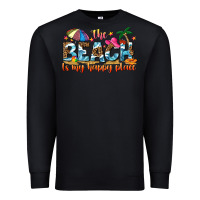 Black the beach is my happy place Premium Sweatshirt - NancyCooperArtShop