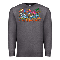 Charcoal Heather the beach is my happy place Premium Sweatshirt - NancyCooperArtShop