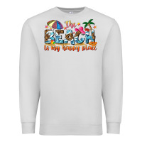 Dove Grey the beach is my happy place Premium Sweatshirt - NancyCooperArtShop