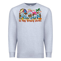 Heather Grey the beach is my happy place Premium Sweatshirt - NancyCooperArtShop