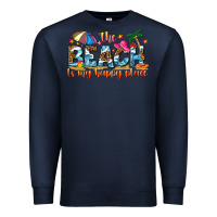 Navy the beach is my happy place Premium Sweatshirt - NancyCooperArtShop