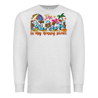 Oatmeal Heather the beach is my happy place Premium Sweatshirt - NancyCooperArtShop