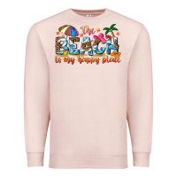 Pale Pink the beach is my happy place Premium Sweatshirt - NancyCooperArtShop