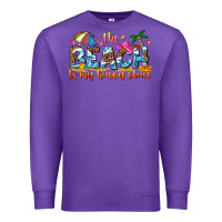 Purple the beach is my happy place Premium Sweatshirt - NancyCooperArtShop