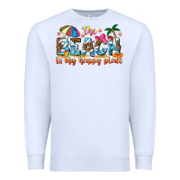 White the beach is my happy place Premium Sweatshirt - NancyCooperArtShop