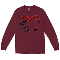 Burgundy valentines day heart Long Sleeve Tee - MaliasSmallBusiness