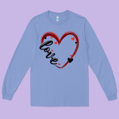 Valentines Day Heart Long Sleeve Tee Designed By Maliassmallbusiness