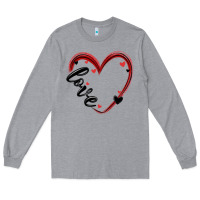 Heather Grey valentines day heart Long Sleeve Tee - MaliasSmallBusiness