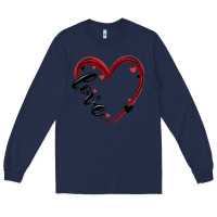 Navy valentines day heart Long Sleeve Tee - MaliasSmallBusiness